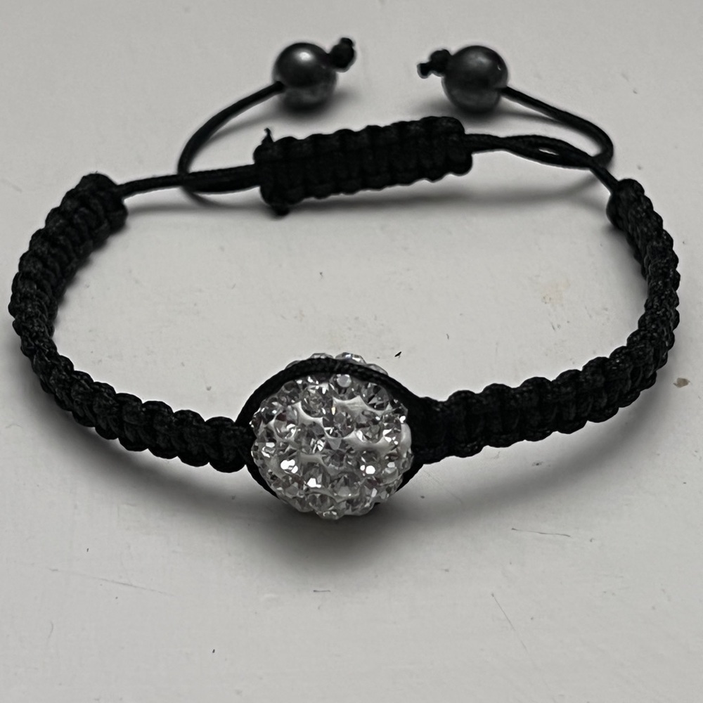 Rhinestone Crystal and Bead Macrame Bracelet